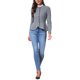 thumbnail image 2 of INSPIRE CHIC Chaqueta Vintage para Mujer Cuello Redondo Espiguilla Manga Larga Abotonada Dobladillo con Volantes Chaquetas Casual de Negocios L Negro Gris, 2 of 6