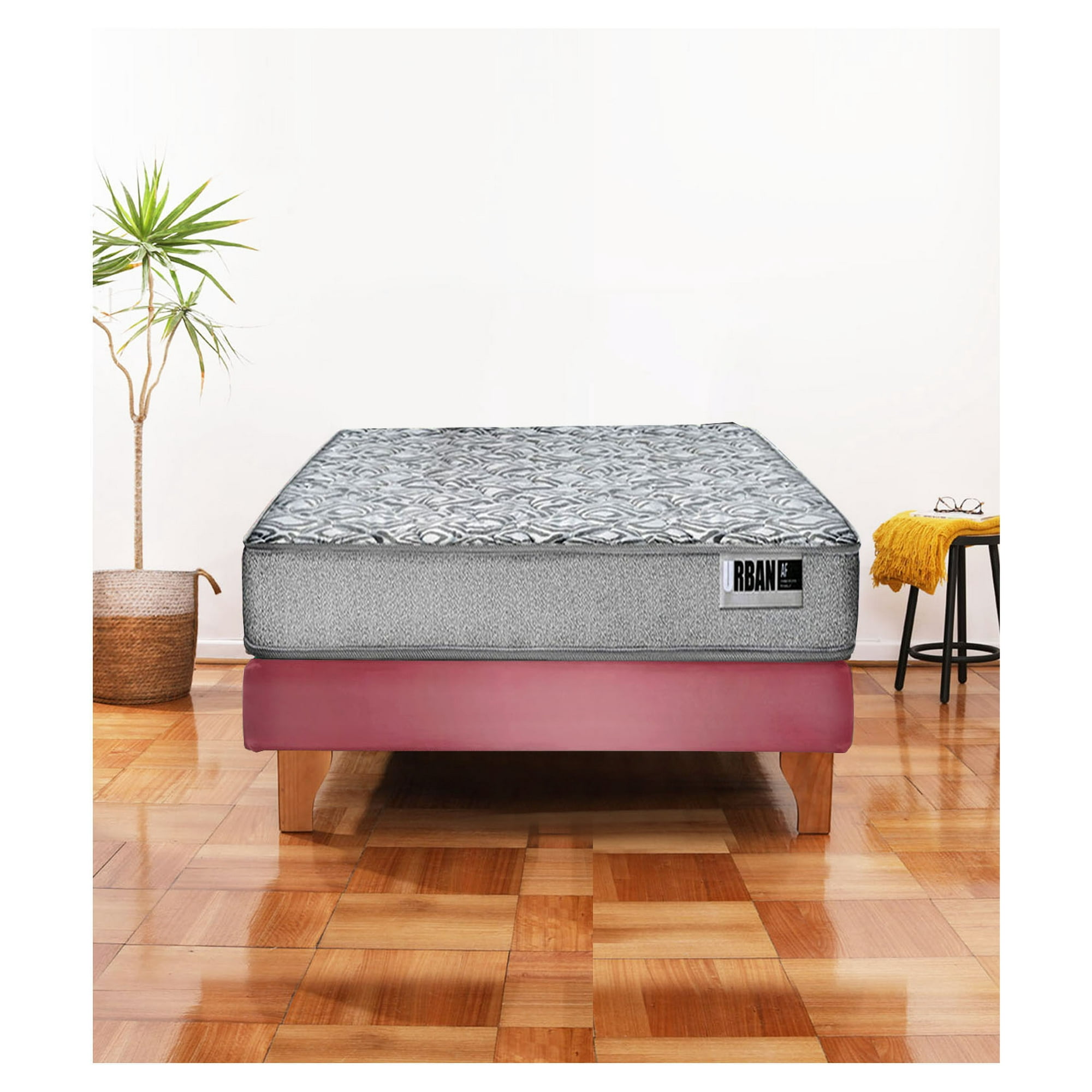 Latam Home - Cama Europea Cannon Zen Urban 1.5 Plaza Tela Palo Rosa