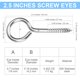 thumbnail image 3 of Ganchos de Tornillo Aovchei 65 mm Acero Inoxidable 304 Paquete de 18, 3 of 7