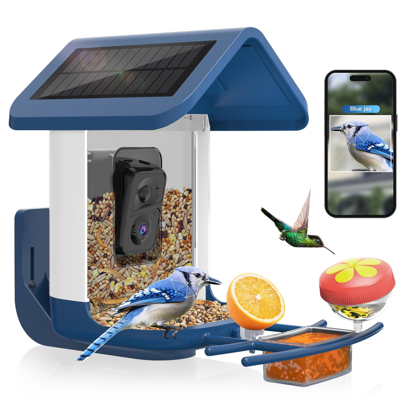 Onlyfly - Comedero Para Pájaros Con Cámara, Cámara Inteligente Alimentada Por Energía Solar, Wifi 2k