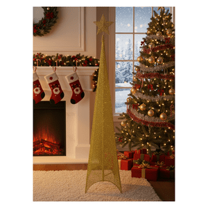 Genérico - Árbol De Navidad Dorado Modelo Pirámide Luces Led