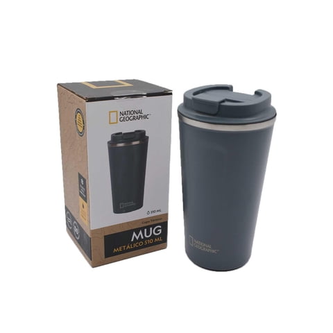 National Geographic - Mug Acero Inoxidable Tapa Flip Antideslizante 510Ml Gris