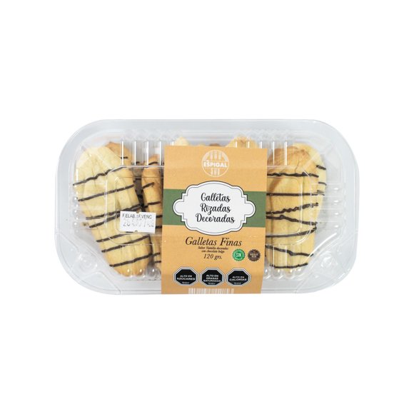 Galletas Rizadas Sabor Vainilla Con Chocolate Bandeja, 120 g