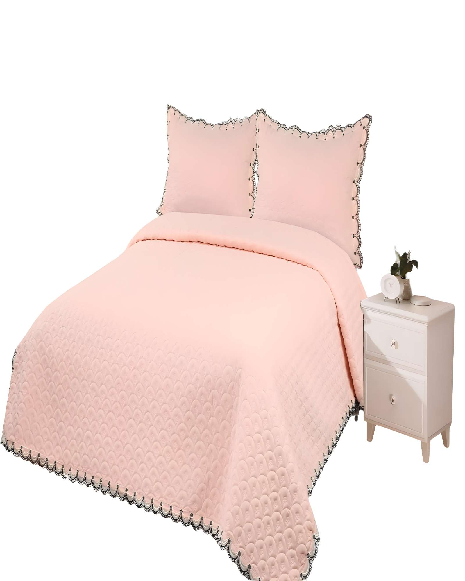 Genérico - Quilt Cubrecama De Verano Bordado 2 Plazas Beige