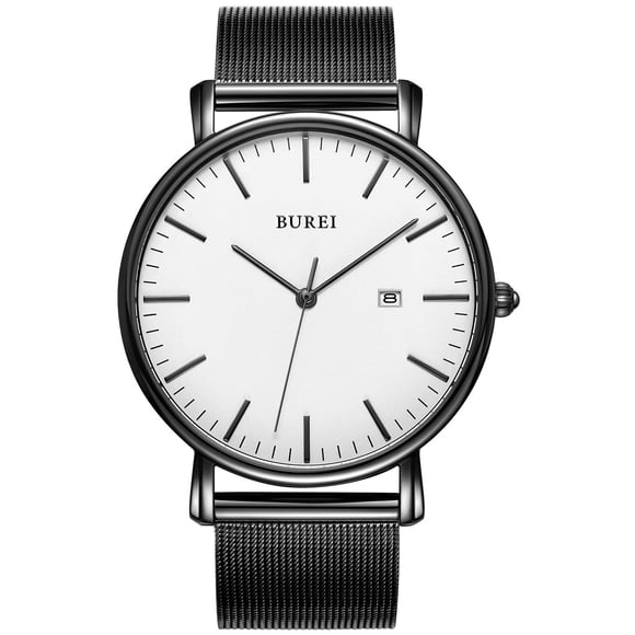 Reloj de pulsera BUREI Fashion Minimalist Analog Date para hombre