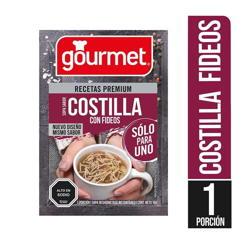 Sopa Individual Sabor Costilla Con Fideos Sobre 15 g Gourmet