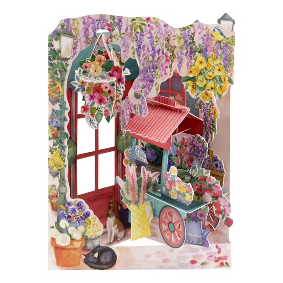 Tarjeta de felicitación SANTORO 14,5 × 19,5 cm Florista 3D Pop‑up