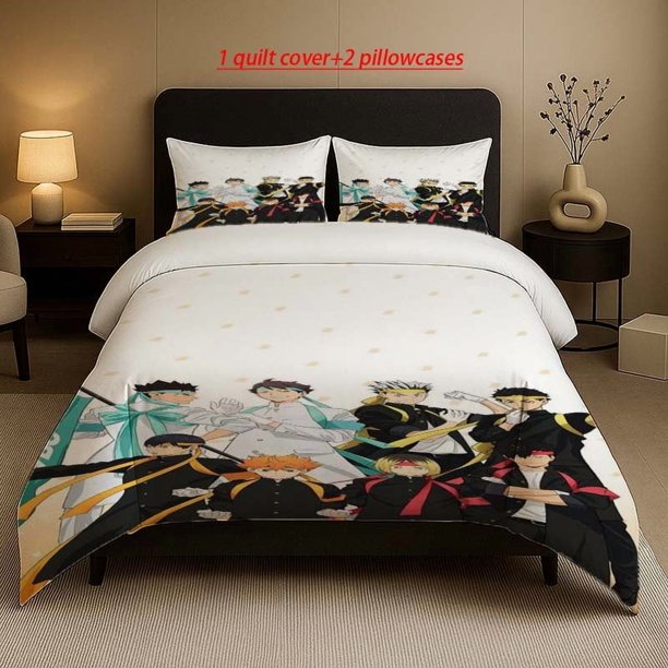 Ushio High School Volleyball Team Group Portrait Pattern Bedding Set Soft and Comfortable Bedding Set Suitable for All Seasons