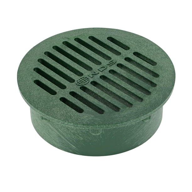 Cubierta de desagüe NDS con rejilla redonda de 6 pulgadas para césped pequeño, color verde