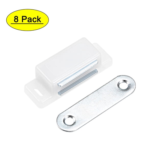 Uxcell Pestillos Magnéticos con Placa de Golpe Plástico Blanco 8 Paquetes