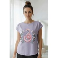 Kowhai - Polera Pijama Mujer Estampado Snake Violeta S