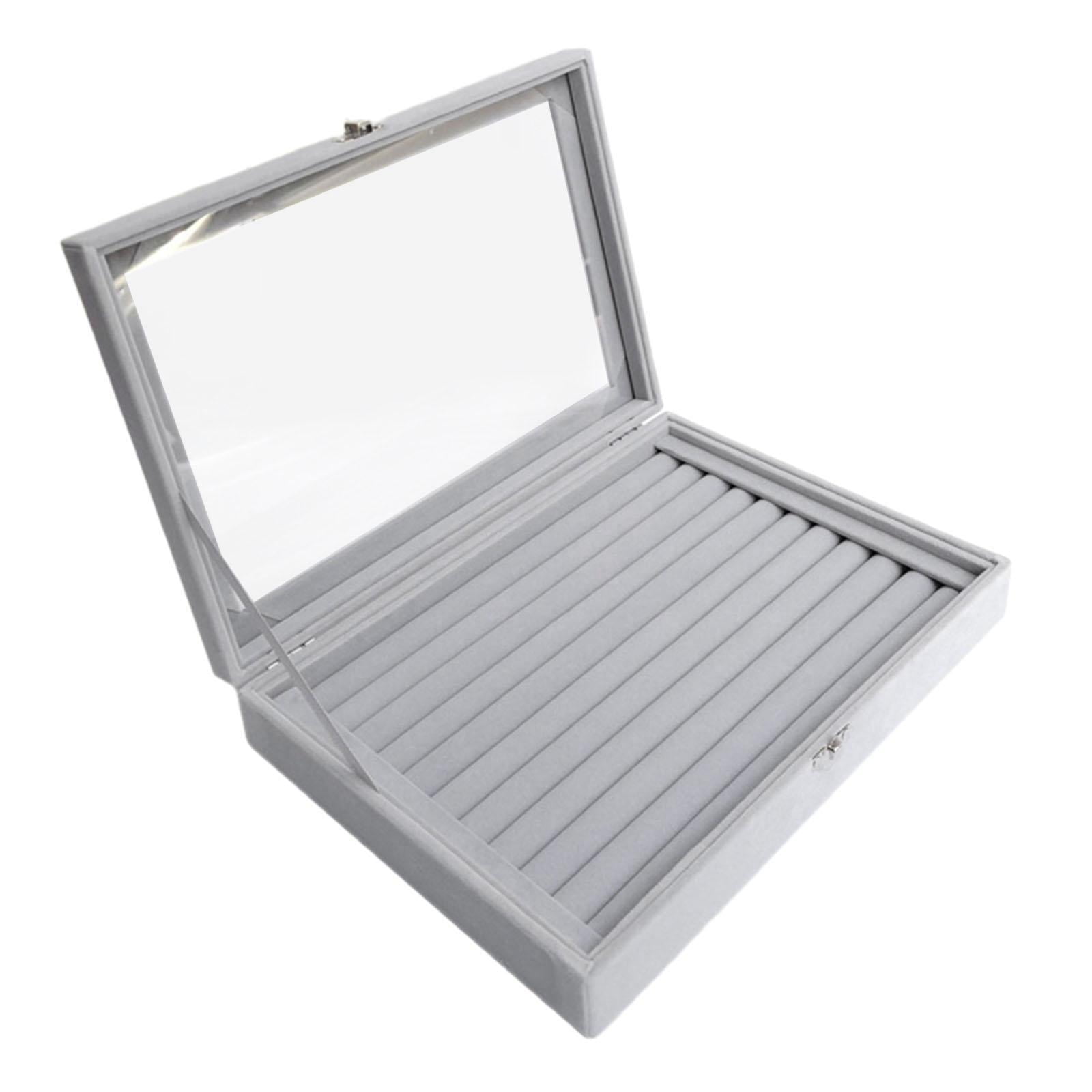 Magideal - Escaparate De Bandeja Para Gemelos, Soporte Para Caja De Inserción De Anillos Con Tapa Transparente, Caja De Almacenamiento Para Exhibición De Joyas Y