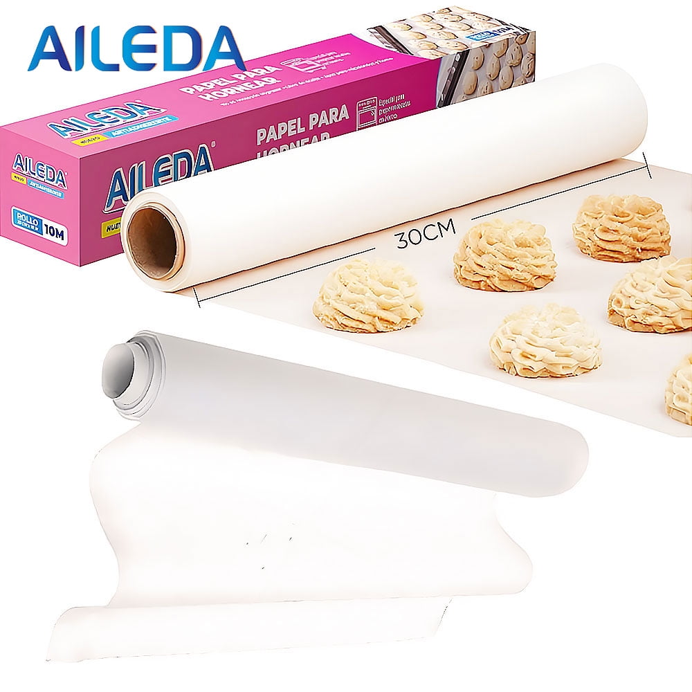 Aileda - Papel Para Hornear 30 Cm × 10 M Antiadherente Para Hornear
