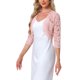 thumbnail image 4 of INSPIRE CHIC Chaquetas de Mujer de Encaje Floral Cárdigan Mangas 3/4 Cubierta Transparente Parte Superior Rosa Claro M, 4 of 6
