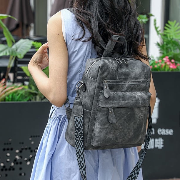 Leather Travel Fashion Backpack Purse for Women Multipurpose Designer Ladies Shoulder Bags with Tassel Two-toned Brown Handbag
