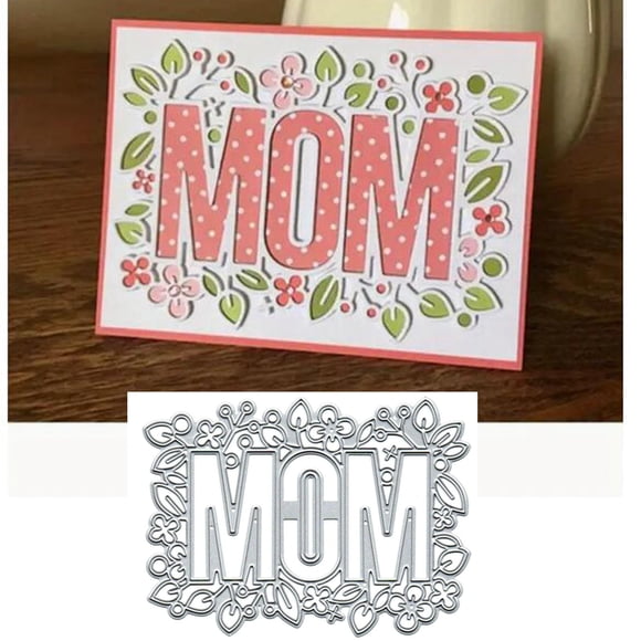 Troqueles De Corte Feliz Día De La Madre Flor Hoja Encaje