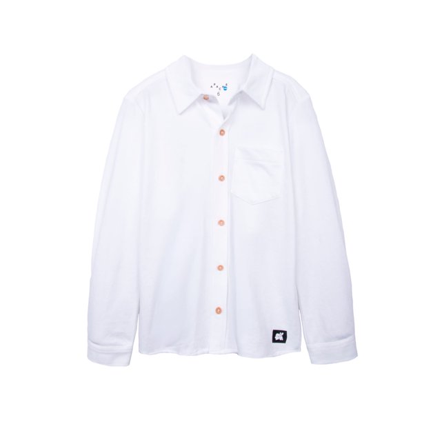 Camisa Bebé Niño 100% Algodón con Bolsillo Delantero Blanco