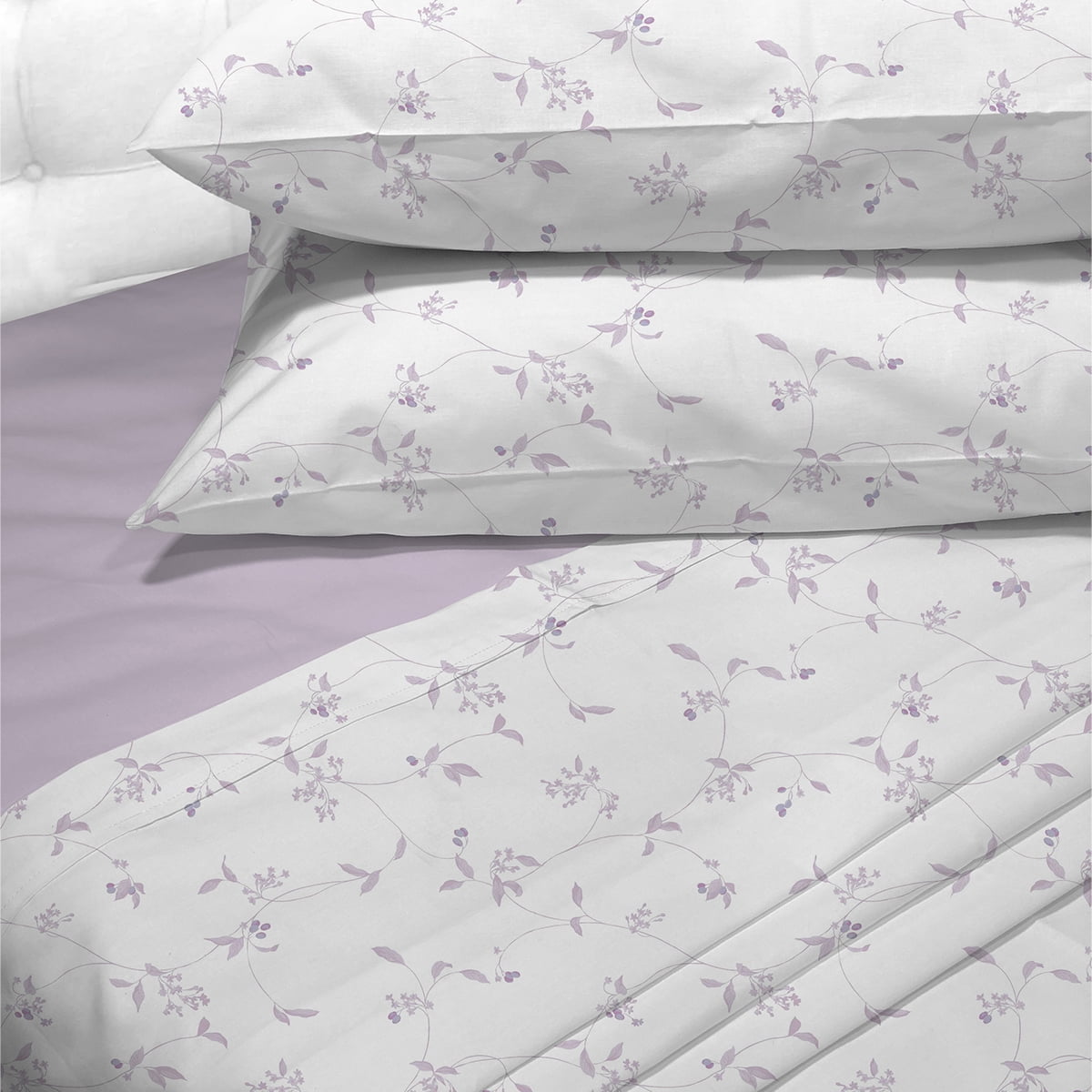 Sabanas Andes 180 Hilos Estampada Enredadera Lila 1.5 Plazas