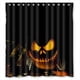 thumbnail image 1 of Cortina de ducha de Halloween con diseño de calabazas sonrientes y ganchos, tamaño 66 x 72 pulgadas, 1 of 3
