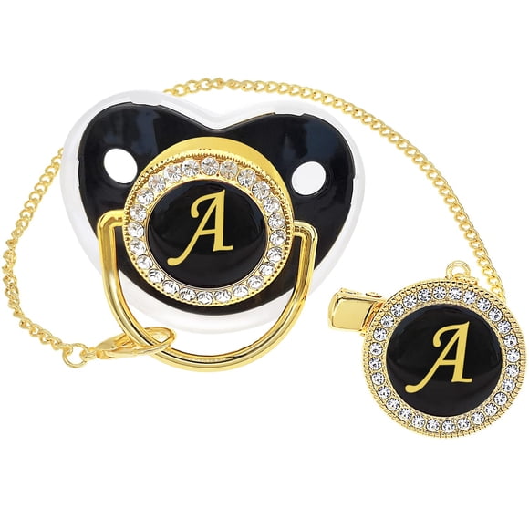 Chupón ANFENG brillante personalizado negro con clip y estuche