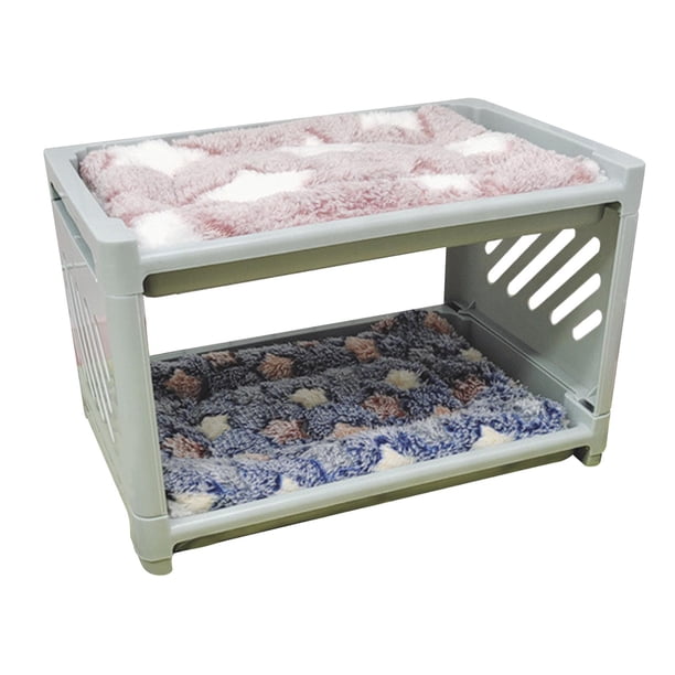 Casa de cama de conejo, con almohadilla para dormir, de escondite de conejo, refugio cálido de invierno para mascotas para accesorios de jaula, , Azul