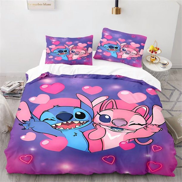 Duvet Cover Stitch Lilo 3D Printed Bedding Set Large King Size Single Double Microfiber Duvet Cover Set with Pillowcase Cartoon