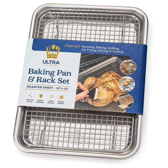 Juego de bandejas para hornear con rejilla de alambre Ultra Cuisine Quarter Sheet