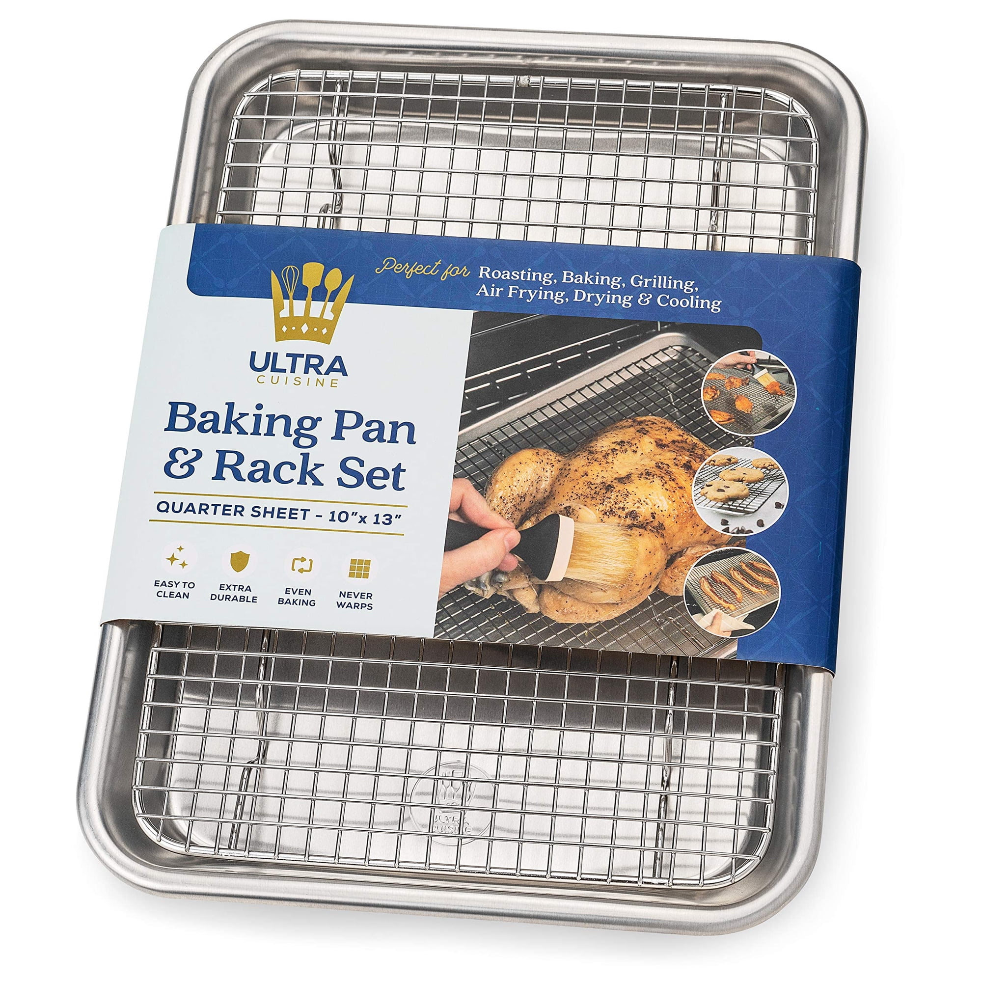 Juego De Bandejas Para Hornear Con Rejilla De Alambre Ultra Cuisine Quarter Sheet