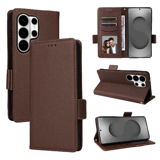 Funda Cartera para Samsung Galaxy S26 Ultra Tapa Flip con Ranuras y Soporte Marrón