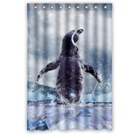 Pinghai - Cortina De Ducha Con Diseño De Pingüino, Con Ganchos, 122 X 183 Cm