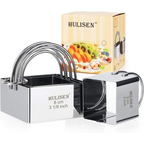 HULISEN Square Biscuit Cutter Set 4Pc, Cookie Cutters with