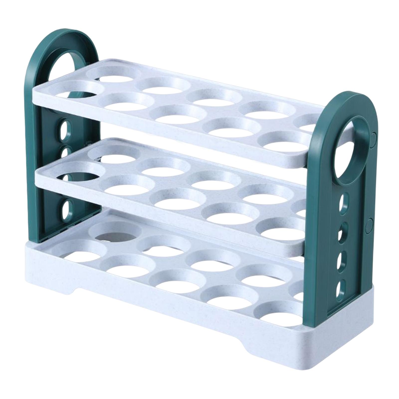 Bothyi - 3 Capas Flip Nevera Huevo Bandeja Contenedor Huevos Bandeja Contenedores Con Asa Para Mesa Blanco