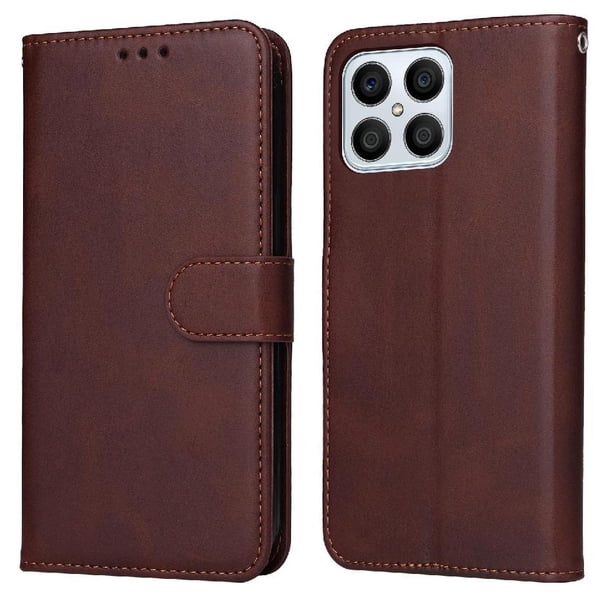 Funda Billetera para Honor X6 4G con Porta Tarjetas y Soporte Ajustable Marrón