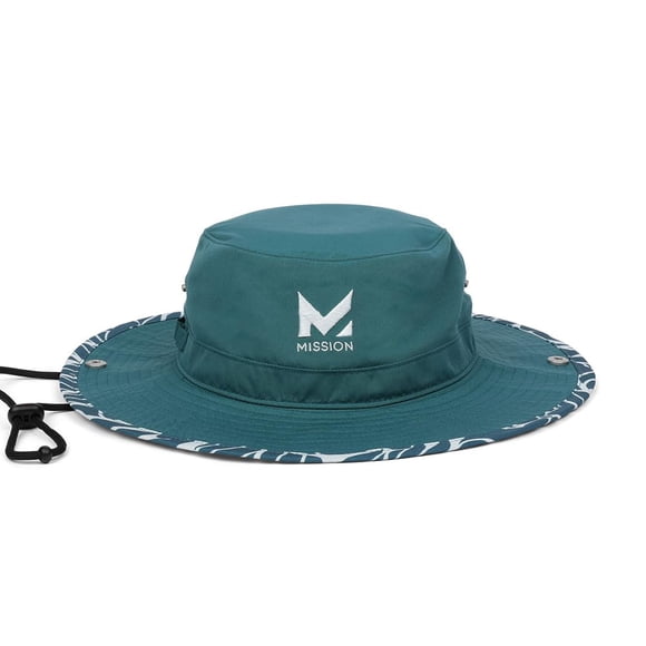 Gorra MISSION tipo cubo refrigerante plegable con hoja verde azulado