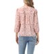 thumbnail image 3 of INSPIRE CHIC Camisa Floral con Cuello en V para Mujer de Manga 3/4 con Frente Fruncido y Botones Blusa Casual de Verano Talla S Rosa Claro, 3 of 6
