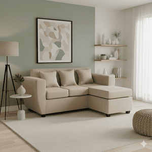 Deco Outlet - Seccional Kansas 3 1 Tela Beige