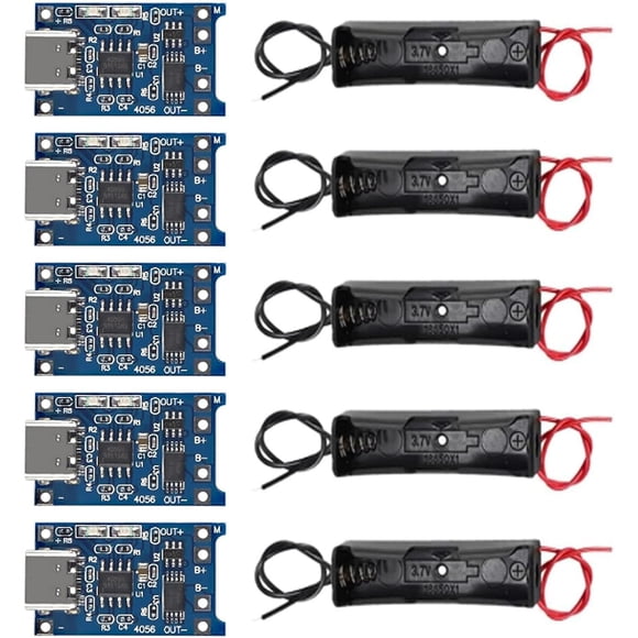 Cargador AEDIKO TP4056 USB Type-C 5V 1A 18650 5 piezas