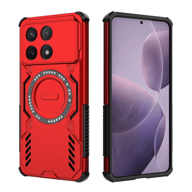 Funda FOXDOCK para Xiaomi Poco F6 Pro , magnética, resistente a golpes, con soporte, unisex, carga inalámbrica