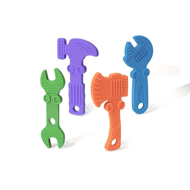Keep Your Little One Entertained with 4pcs/set Funny Teething Toys - BPA Free Food Grade Silicone Hammer, Wrench, Spanner, Pliers Tools Shape - Cute and Playful Baby Products