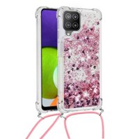 Funda Foxdock Para Samsung Galaxy M32 Con Cuerda Ajustable, Brillo Líquido, Protección Antigolpes Y Lente – Ideal Para Regalo