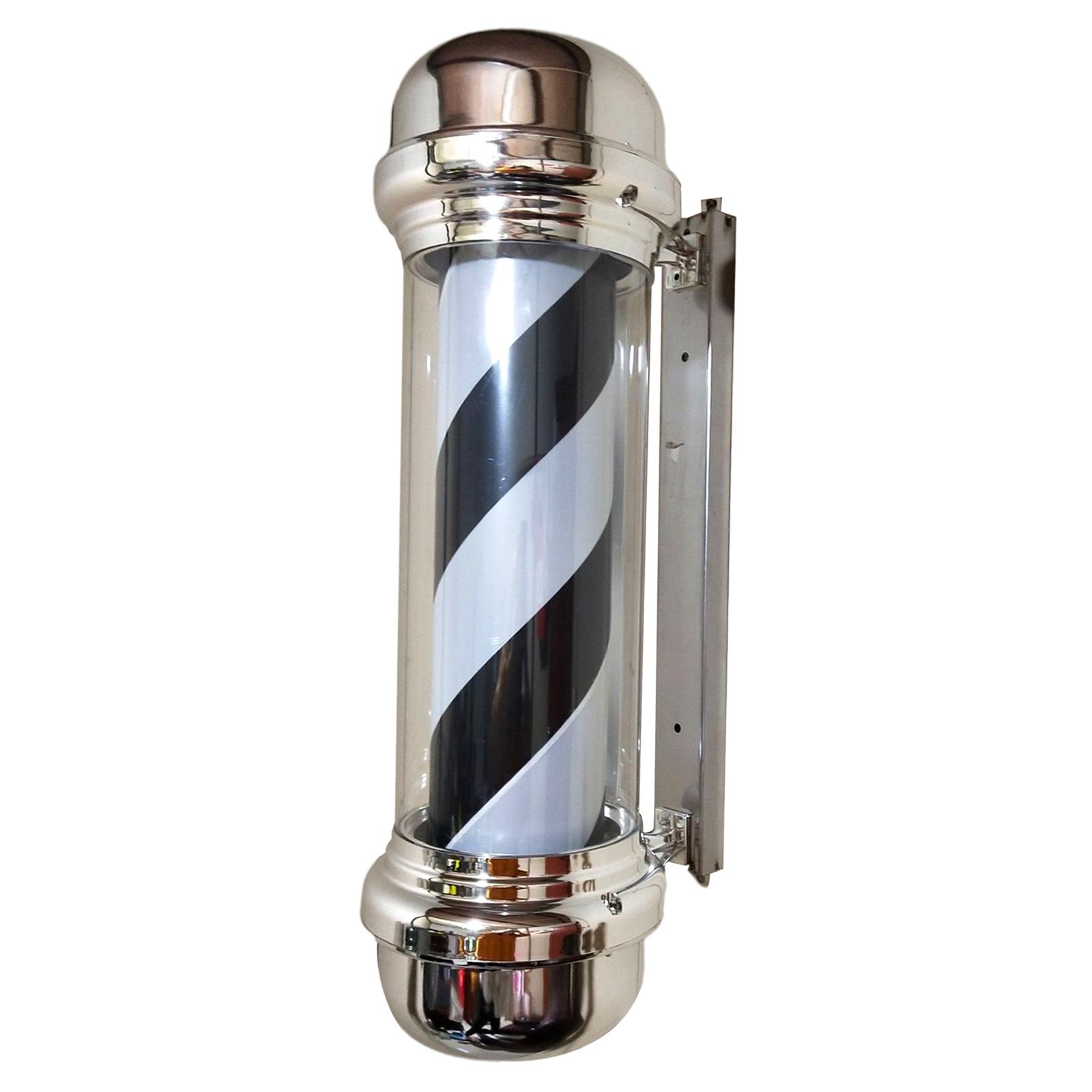 Magideal - Luz De Poste De Barbero, Cilindro Exterior Acrílico Clásico De 23 '', Lámpara De Montaje Resistente Al Agua, Luz Giratoria Para Barbería Para Interior Negro Plano