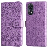Funda Tipo Cartera Foxdock Para Oppo Reno 8T 4G , Diseño Girasol En Relieve, Cuero Pu, Cierre Magnético, Soporte Y Tarjetero
