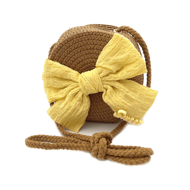 Small Fresh Round Bucket Shoulder Bag For Baby Lace-up Bow Coin Purse For Children Casual Shopping Mini Backpack For Girls