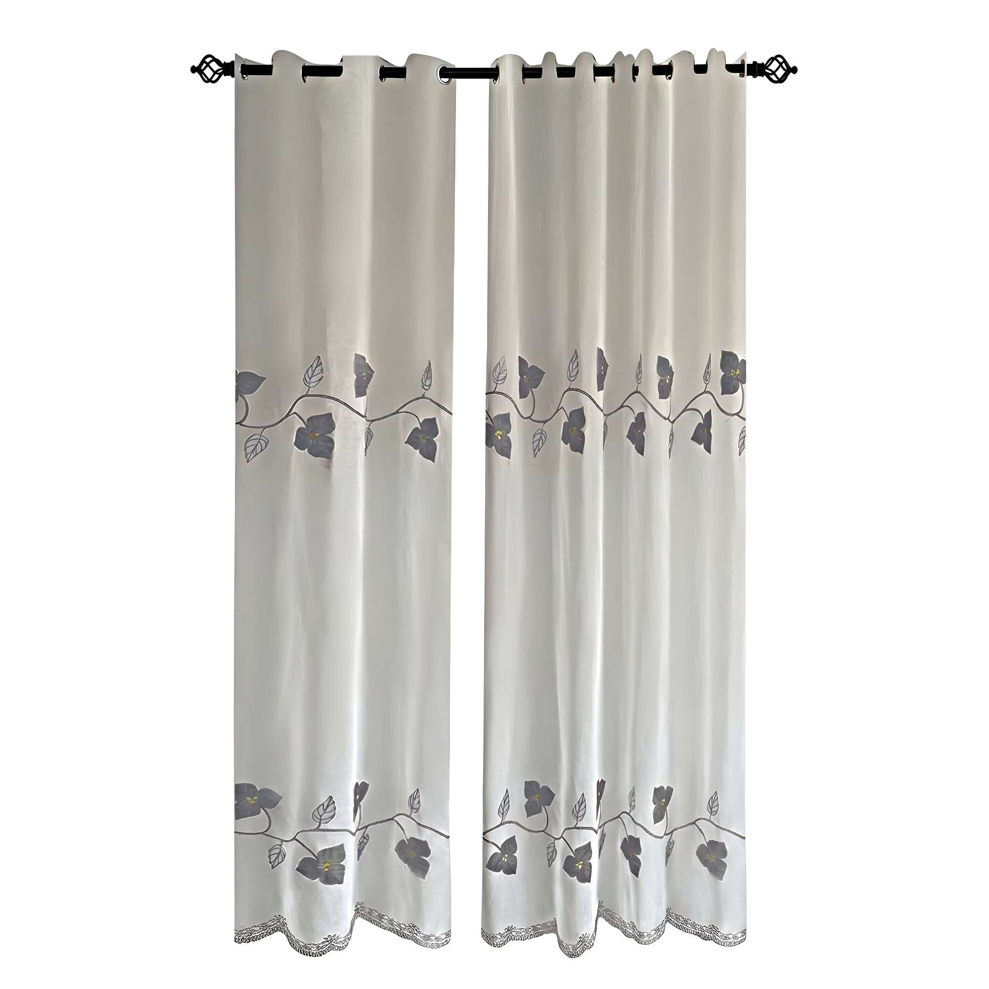 Genérico - Pack De 2 Cortinas Tipo Visillo Con Bordado De Alta Definición 05