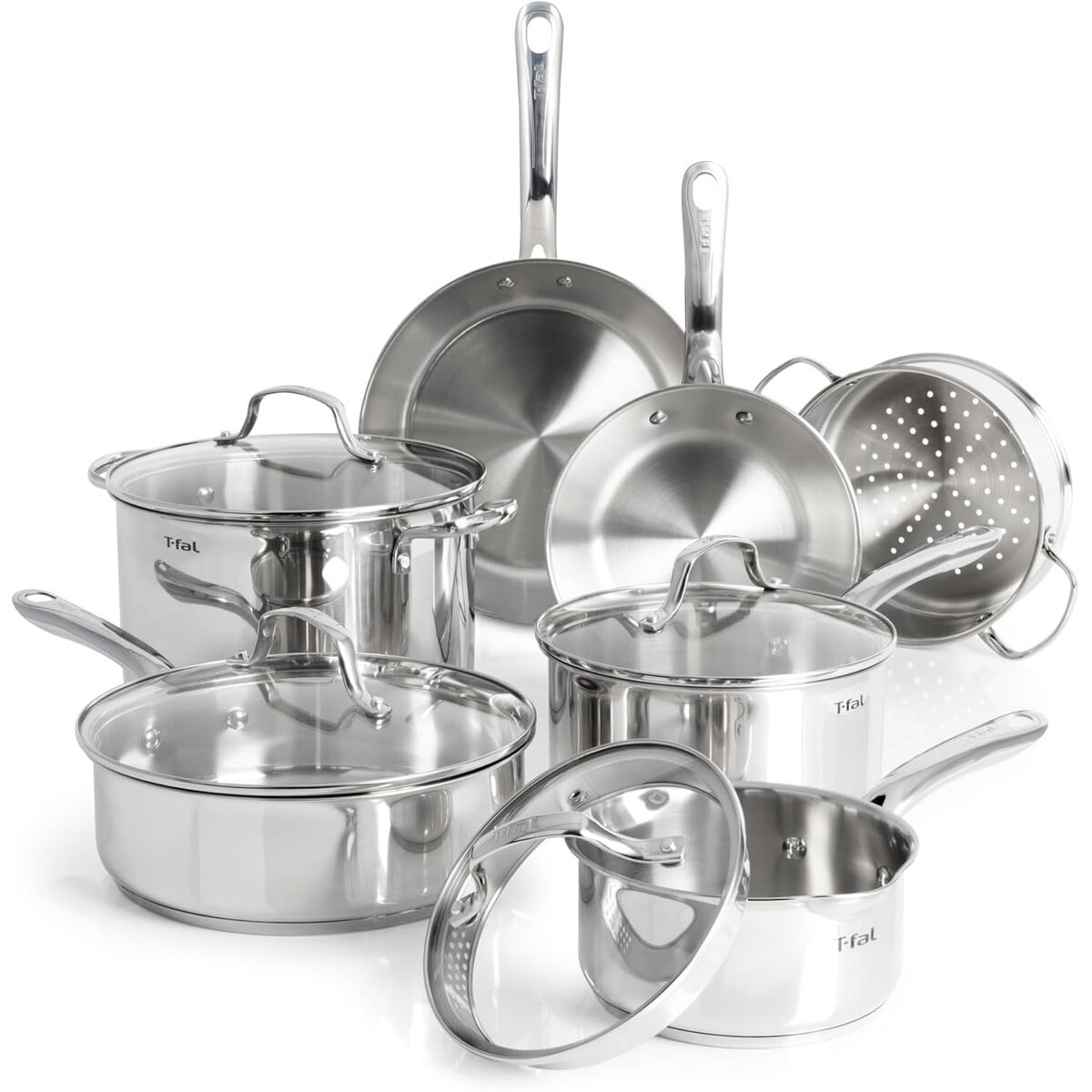 T-fal - Set Ollas Acero Inoxidable 11 Piezas Inducción Horno