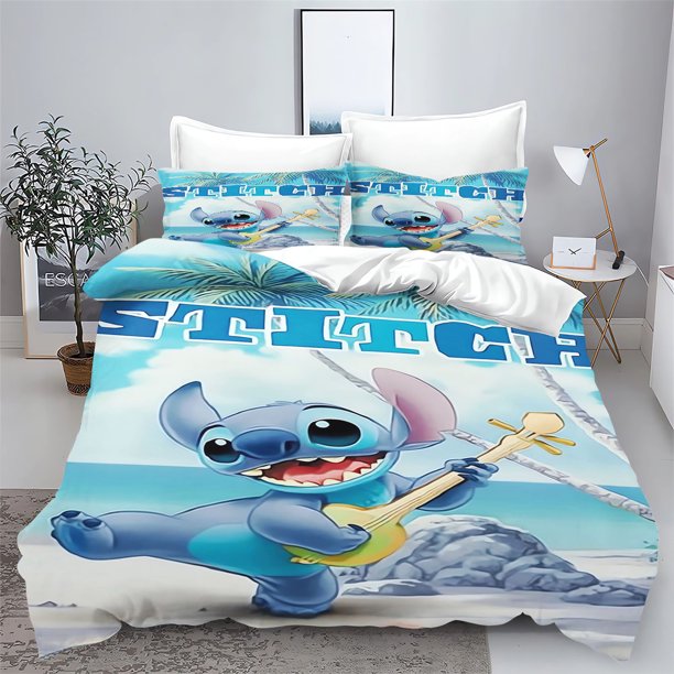 v1775 Bed Sheets Duvet Quilt Cover Stitch Cartoon Anime Children Cute Printed King Size Set Queen Twin Bedding 3-Piece Bedding Set (1 Duvet Cover + 2 Pillow Shams) Bed Sheets ju1775