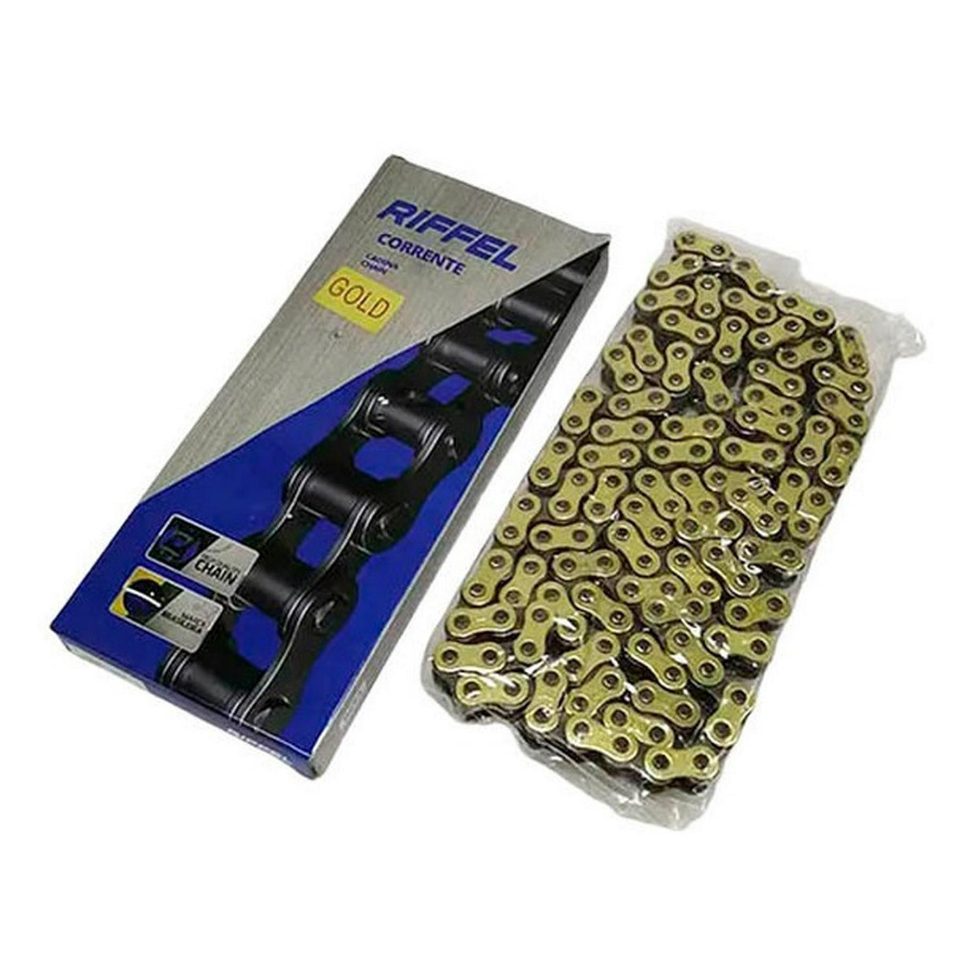Genérico - Cadena Reforzada De Moto Riffel C/ Oring 520x120 Dorada Dorado