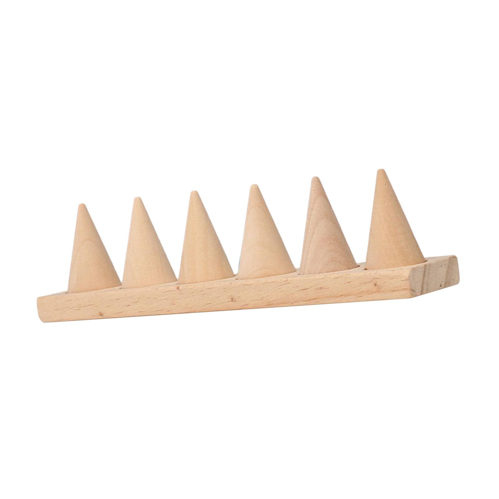 Ioensy - Soporte De Anillo En Forma De Cono, Adorno Duradero De Madera Para El Hogar, Tienda Minorista, Tocador, 6 Ranuras