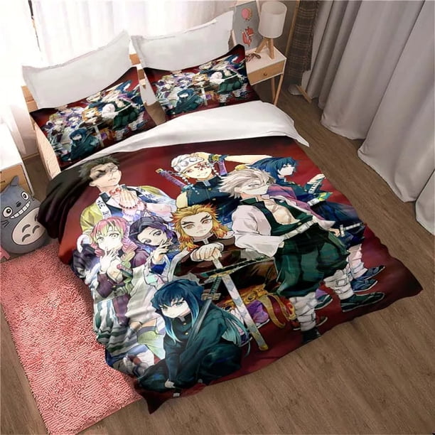 Demon Slayer, Anime Cartoon Gift King Twin Double Child Bedding Set Mircofiber or Polyester Duvet Cover Set Cover Bed Cover with Bed Sheets