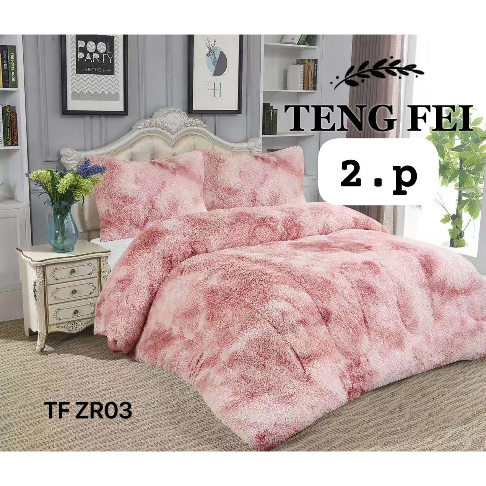 Aladdins Shop - Cobertor De Invierno Peludo Con Chiporro 2 Plazas Rosa Jaspeado Tf